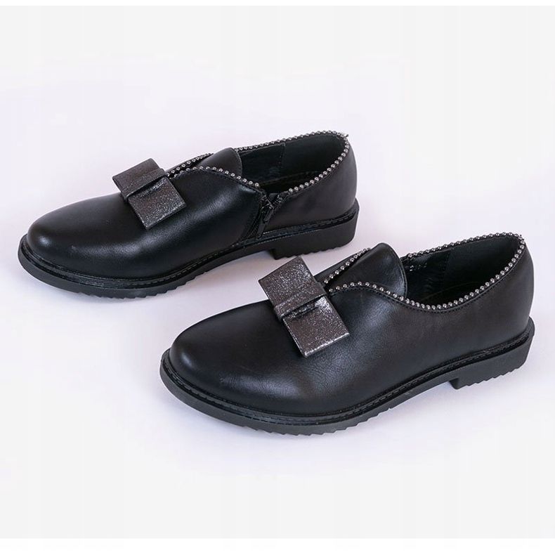 BM Zapatos negros sin cordones con lazo 239-2 2