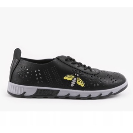 Zapatillas negras caladas con una huella de JH81171-3 negro 1 Zapatillas negras caladas con una huella de JH81171-3 negro 1