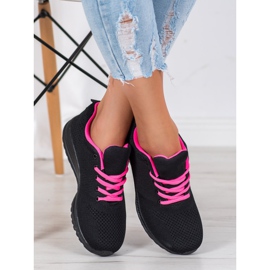 SHELOVET Zapatos deportivos ligeros negro rosado 4