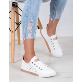 Bella Paris Zapatillas con patrón calado blanco 5
