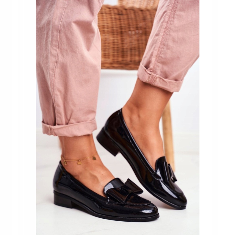 Vinceza Mocasines Mujer Lacado Negro Lazo Trixi 1