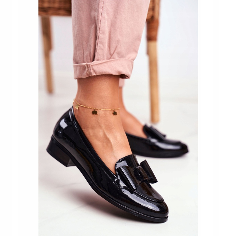 Vinceza Mocasines Mujer Lacado Negro Lazo Trixi 2