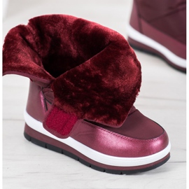 GOLL Botas de nieve burdeos con velcro rojo 4