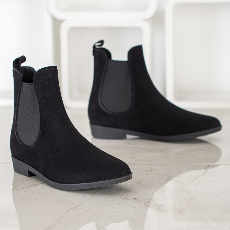 Bona Botines Chelsea de ante negro 1