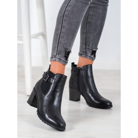 Evento Botines de piel con tacón negro 4
