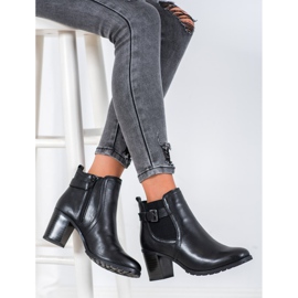 Evento Botines de piel con tacón negro 5