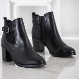 Evento Botines de piel con tacón negro 1 Evento Botines de piel con tacón negro 1