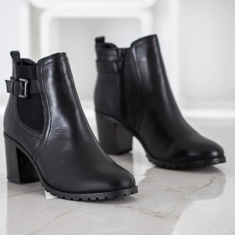 Evento Botines de piel con tacón negro 1 Evento Botines de piel con tacón negro 1