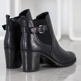 Evento Botines de piel con tacón negro 3