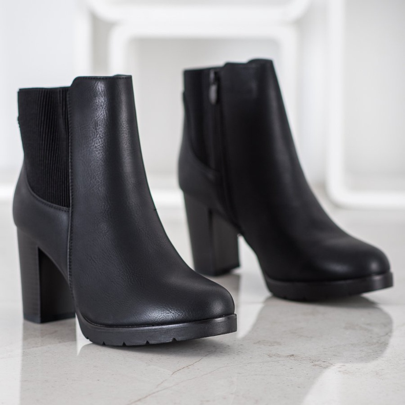 J. Star Botas de tacón alto con estilo negro 1