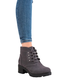 J. Star Botines con cordones en un poste gris 7