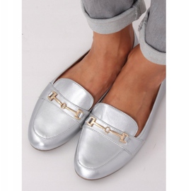 Mocasines plateados metalizados 9F176 Silver plata gris 2