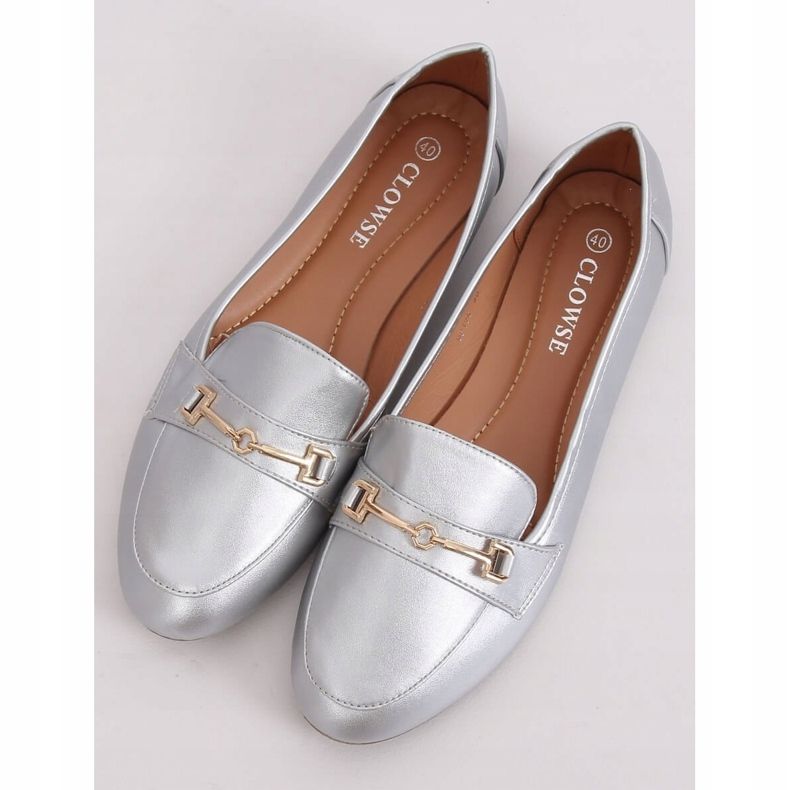 Mocasines plateados metalizados 9F176 Silver plata gris 1