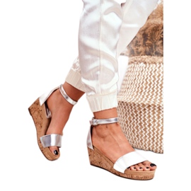 SEA Sandalias de mujer con cuña plateadas MarryMe plata 2