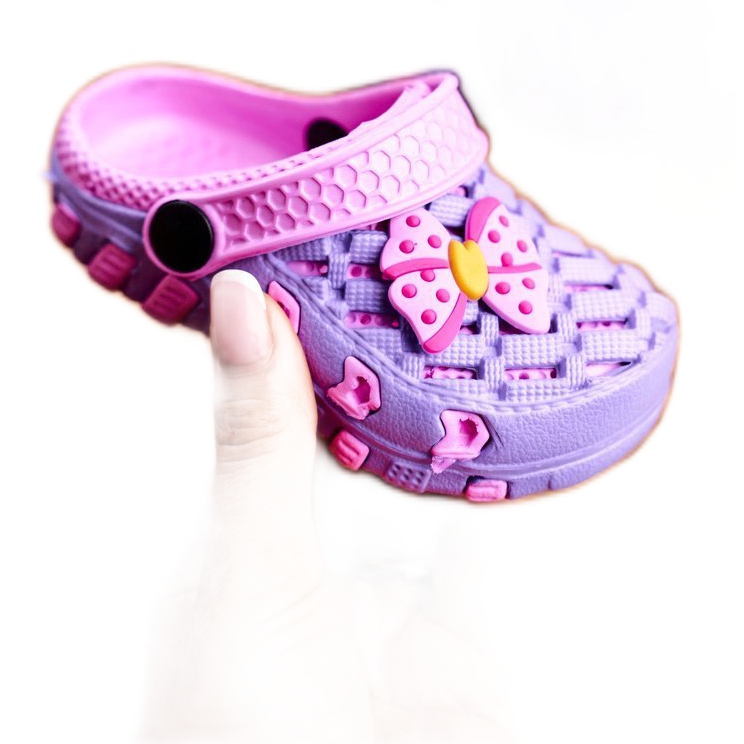 NEWS Pantuflas Infantiles Foam Crocs Violet Bow Susan violeta rosado 2