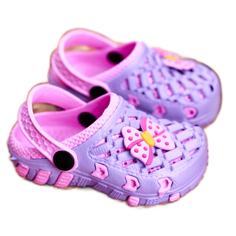 NEWS Pantuflas Infantiles Foam Crocs Violet Bow Susan violeta rosado 1