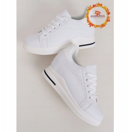 Blanco MY-0367 Zapatillas blancas con tacón de cuña oculto 2
