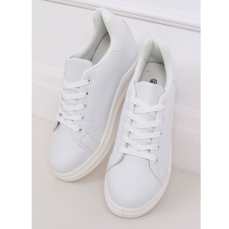 Blanco MY-0367 Zapatillas blancas con tacón de cuña oculto 1 Blanco MY-0367 Zapatillas blancas con tacón de cuña oculto 1