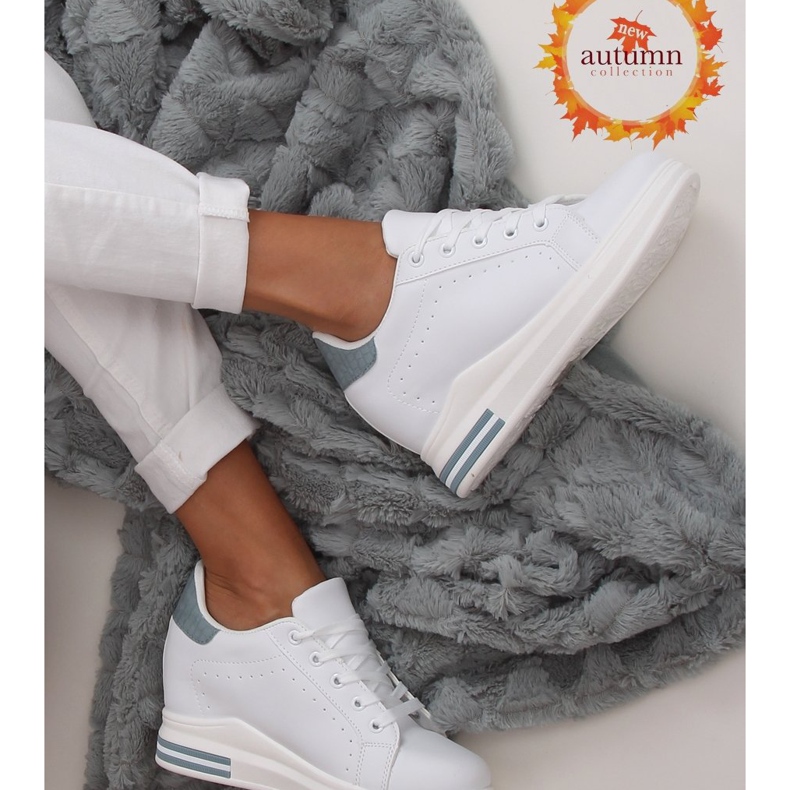 Zapatillas blancas MY-0367 BLANCO / AZUL con cuña oculta 1 Zapatillas blancas MY-0367 BLANCO / AZUL con cuña oculta 1