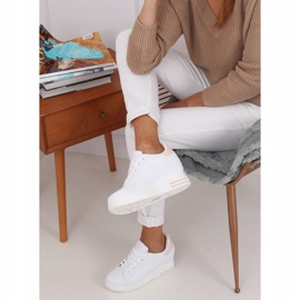 Zapatillas blancas MY-0367 BLANCO / ROSA con cuña oculta 2