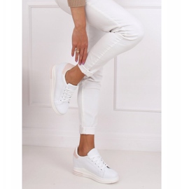 Zapatillas blancas MY-0367 BLANCO / ROSA con cuña oculta 3