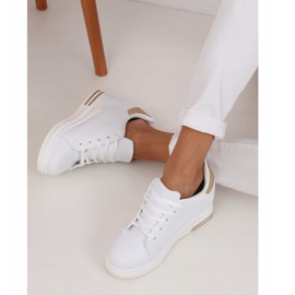 Zapatillas blancas MY-0367 WHITE / GOLD con cuña oculta blanco dorado 3