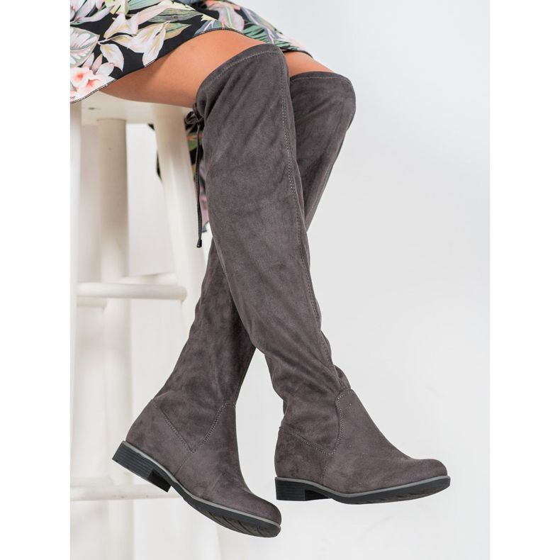 J. Star Botas altas de ante con ribete gris 1