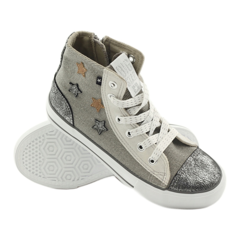 Zapatillas Big Star 374068 con estrella atada marrón gris 2