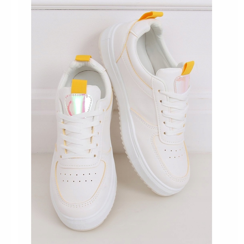 Zapatillas deportivas de mujer blancas KK-203 BLANCO / AMARILLO 1