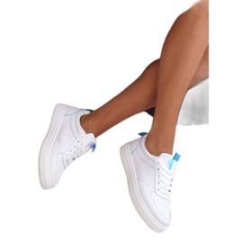Zapatillas deportivas de mujer blancas KK-203 WHITE / BLUE blanco azul 2