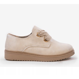 Deportivas beige en la cuña H-18 marrón 2 Deportivas beige en la cuña H-18 marrón 2