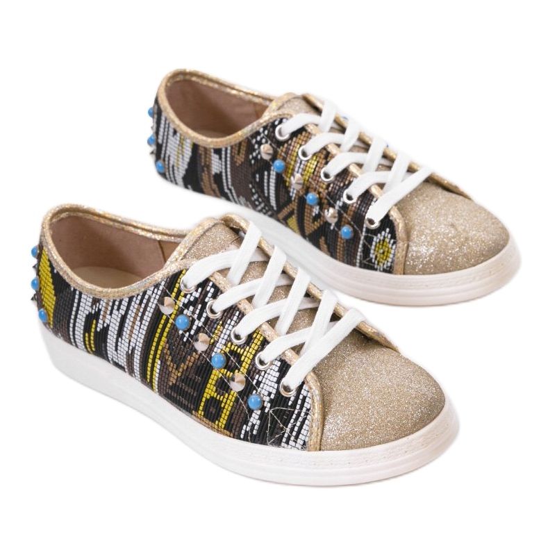 Zapatillas doradas ricamente decoradas C17-3997 multicolor dorado amarillo 1