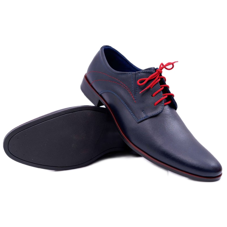 Mario Boschetti Zapatos Brogues para Hombre, Cuero Elegante, Menelaos Azul Marino rojo 1
