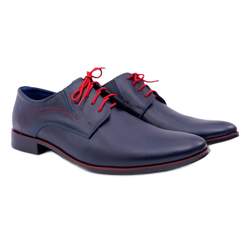 Mario Boschetti Zapatos Brogues para Hombre, Cuero Elegante, Menelaos Azul Marino rojo 2