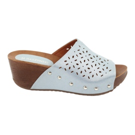 M.Daszyński Zapatillas de cuña de mujer Daszyński SA144-8 azul 6