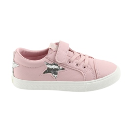 Zapatillas Big Star Velcro estrella 374104 rosado gris 6