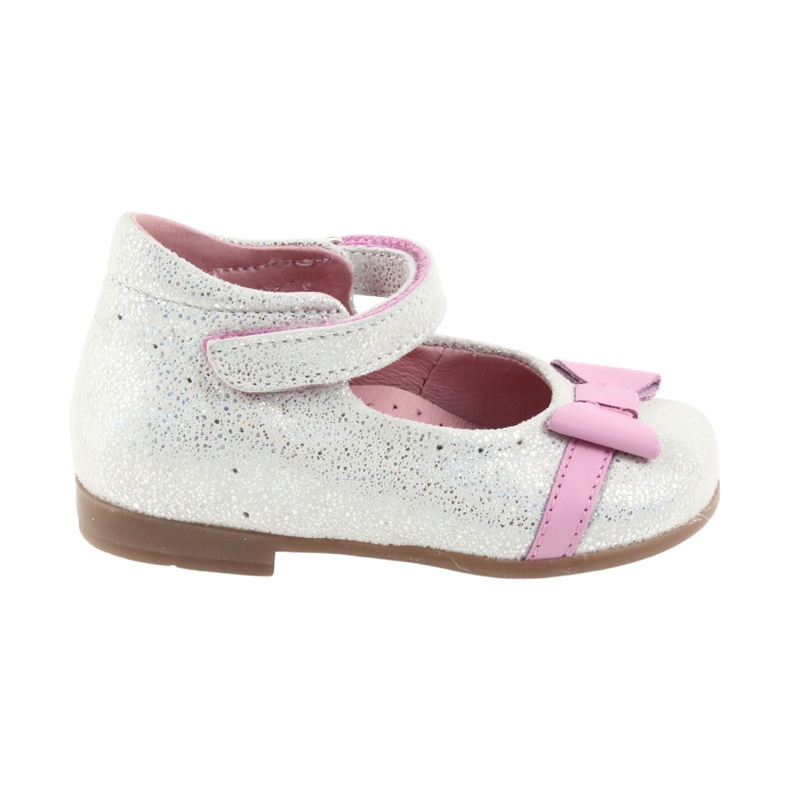 Zapato infantil bailarinas con velcro Ren But 1493 DISKO blanco gris rosa 5