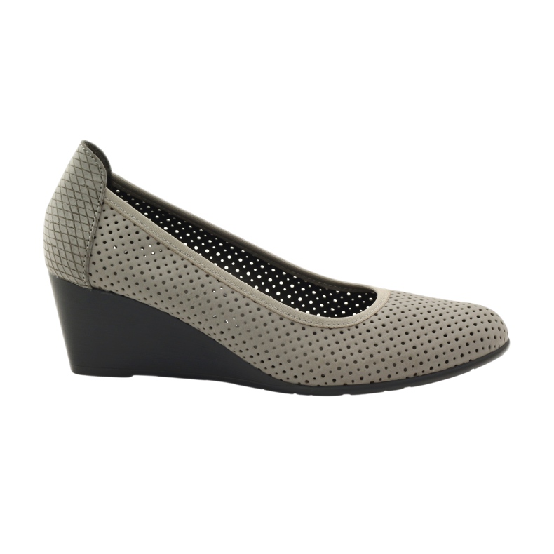 M.Daszyński Zapatos de salón con cuña para mujer Daszyński 113 gris 5
