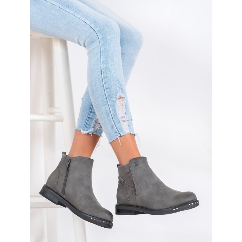Goodin Botas de cuero ecológico gris 1
