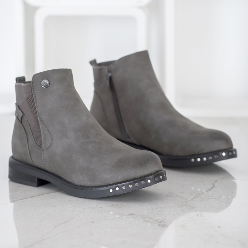 Goodin Botas de cuero ecológico gris 2