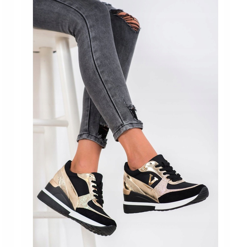 Vinceza Zapatillas Vincez Wedge negro amarillo 1