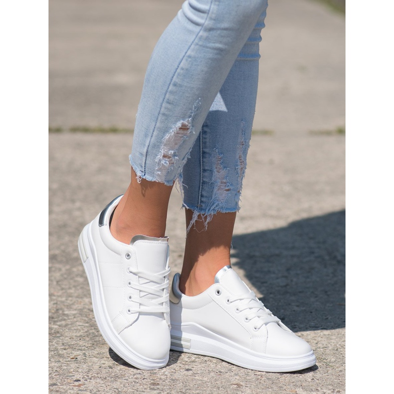 SHELOVET Zapatillas de deporte atadas de moda blanco 2