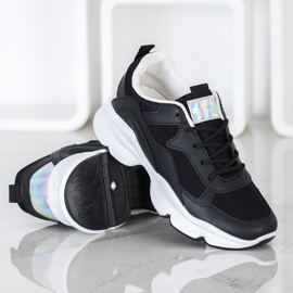 SHELOVET Cómodas zapatillas negras negro 1