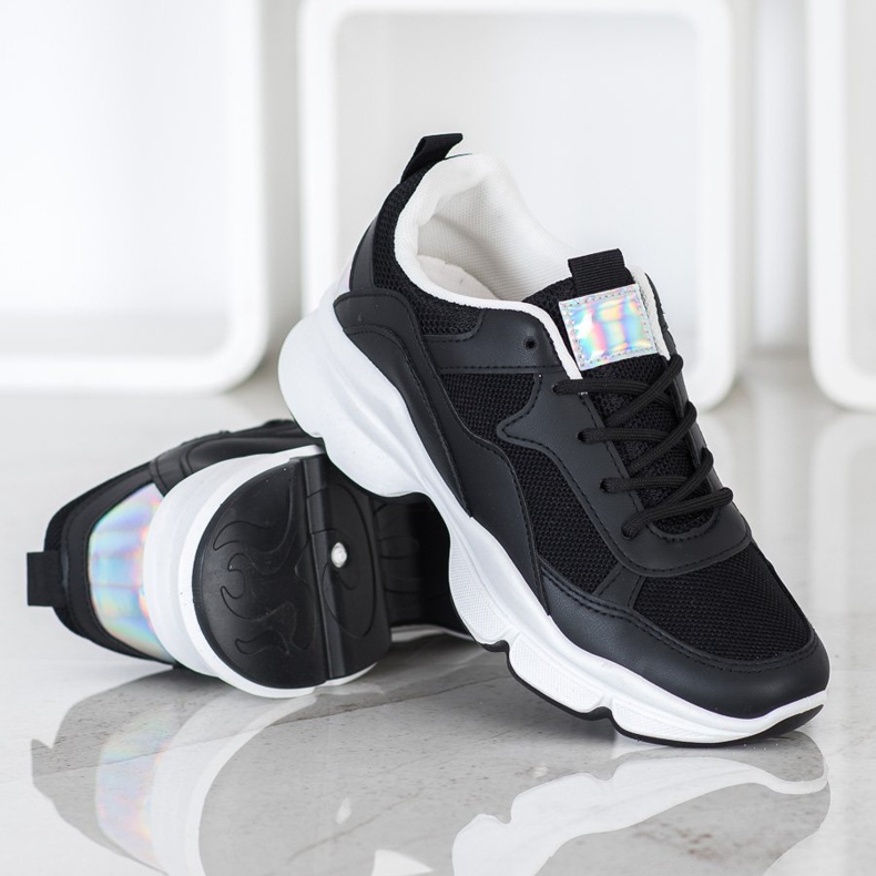 SHELOVET Cómodas zapatillas negras negro 1