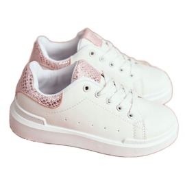 FRROCK Zapatillas deportivas infantiles con cordones Ilonka blancas blanco rosa 2