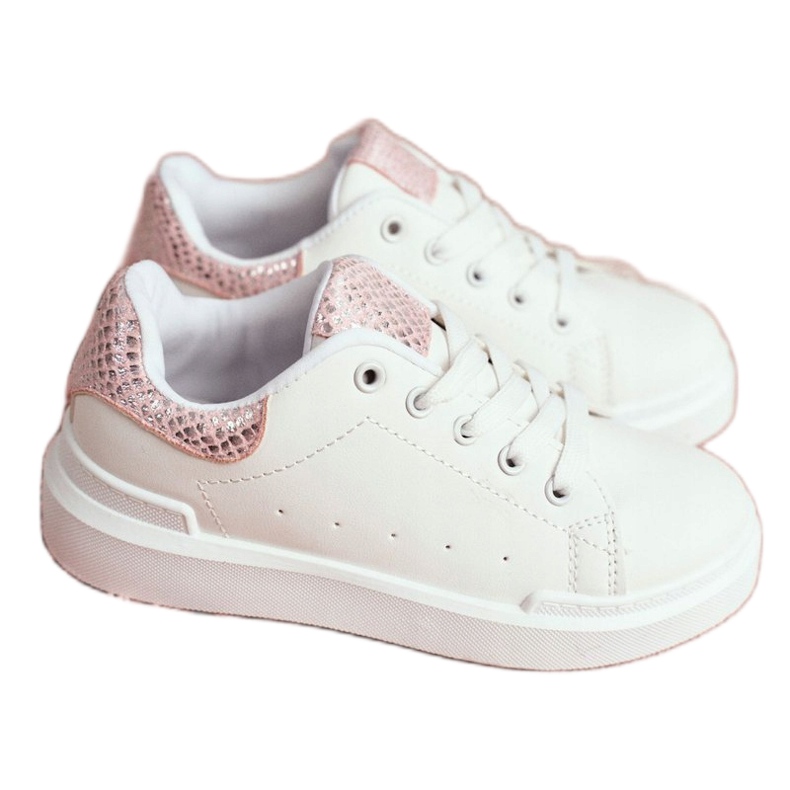FRROCK Zapatillas deportivas infantiles con cordones Ilonka blancas blanco rosa 2