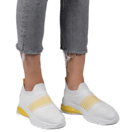 Zapatillas deportivas sin cordones blancas y amarillas 8087-SP blanco amarillo 1