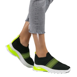 Zapatillas deportivas sin cordones negras y verdes 8087-SP negro 1
