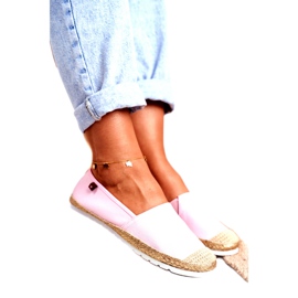 Alpargatas de mujer, suela trenzada Pink Big Star DD274728 beige rosado dorado 2
