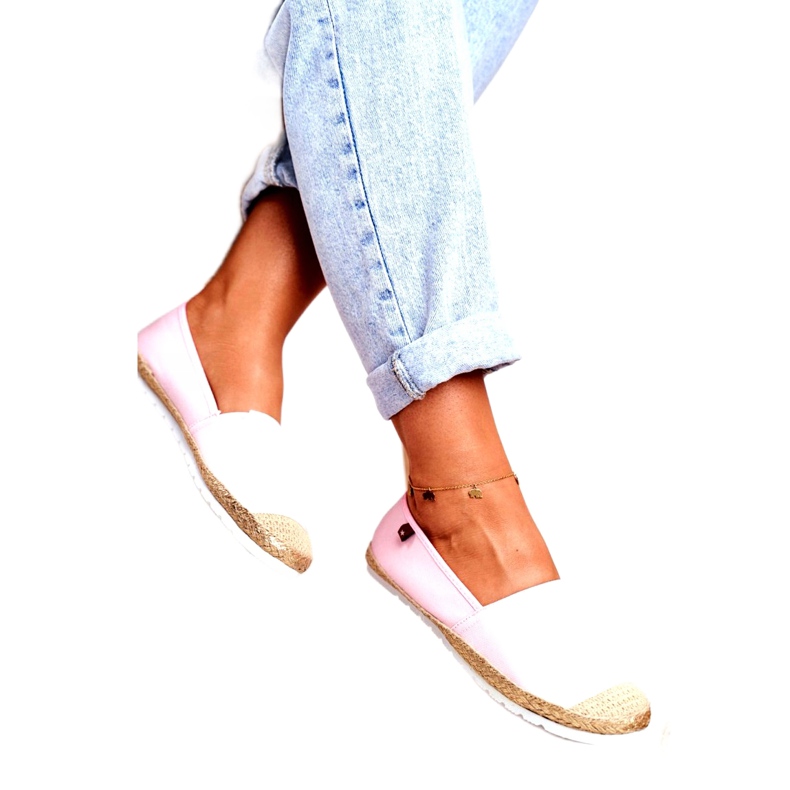 Alpargatas de mujer, suela trenzada Pink Big Star DD274728 beige rosa dorado 1